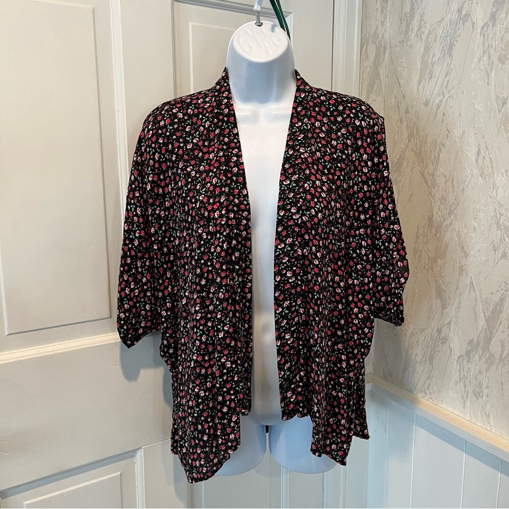 Clock House Black Pink and Green Cardigan Size 38 EU/Size 6 US
